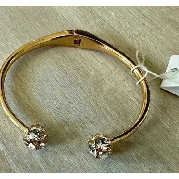 Kate Spade New York Gold Tone Crystal Open Cuff Bangle Bracelet - Picture 3 of 9